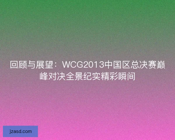 回顾与展望：WCG2013中国区总决赛巅峰对决全景纪实精彩瞬间